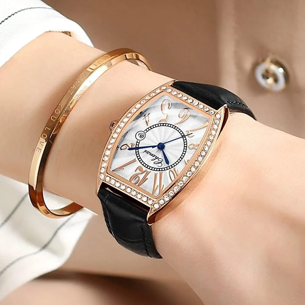 Luxury Dress Women Watches Fashion Calendar Rose Gold Clock Casual Waterproof Leather Quartz Wrist Watch for Women's MASTOP Luxury Diamond Women Watch Top consonant Brand 