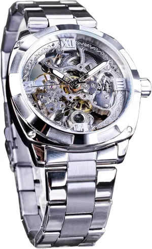 Luxury Skeleton Watch, Carving Hollow 41mm Big Dial with Square Bezel Wristwatch, Self-wind candle defer Automatic Mechanical Men Watches FORSINING Men's 