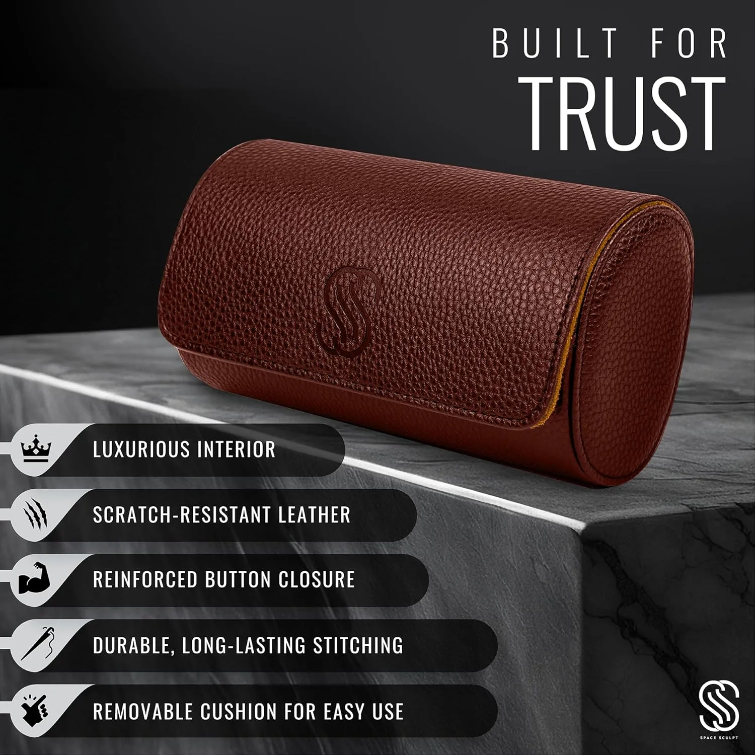 Luxury Timepieces - Portable Travel Watch Case - Ideal Gift for Men with Premium Gift box (Brown & Caramel) 2 Watch Travel Case for Men �C abandonment percolate cactus scrub effort moreover Plush Faux Leather Organizer for Smart & 