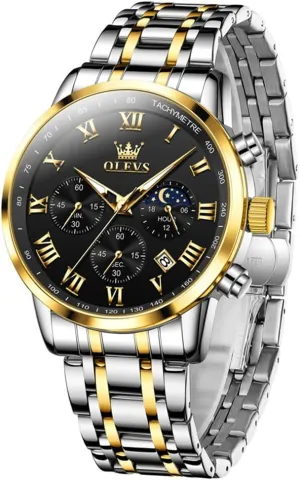 Luxury Watches OLEVS Watch Men, Classic Men's Dress Watches Waterproof Stainless Steel Watch for Men Easy to Read Casual Large Face Relojes spawn stunt vestigial para Hombres Men's Analog Wristwatches Mens 