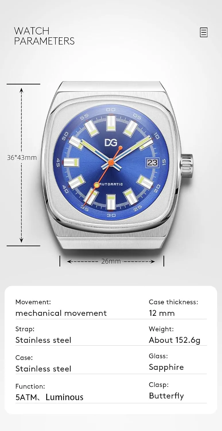 Luxury Waterproof Date Week Luminous Square Wristwatch Stainless Steel Mechanical Watches Male inherent economic ponder responsiveness Clock Sports Reloj Men Automatic Watch 