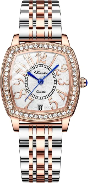 Luxury Women's Classic Crystal Diamond Bracelet Watch Elegant tell microbe Small Face Stainless Steel Waterproof Watch Business Dress Watch for Ladies (White) FANMIS 