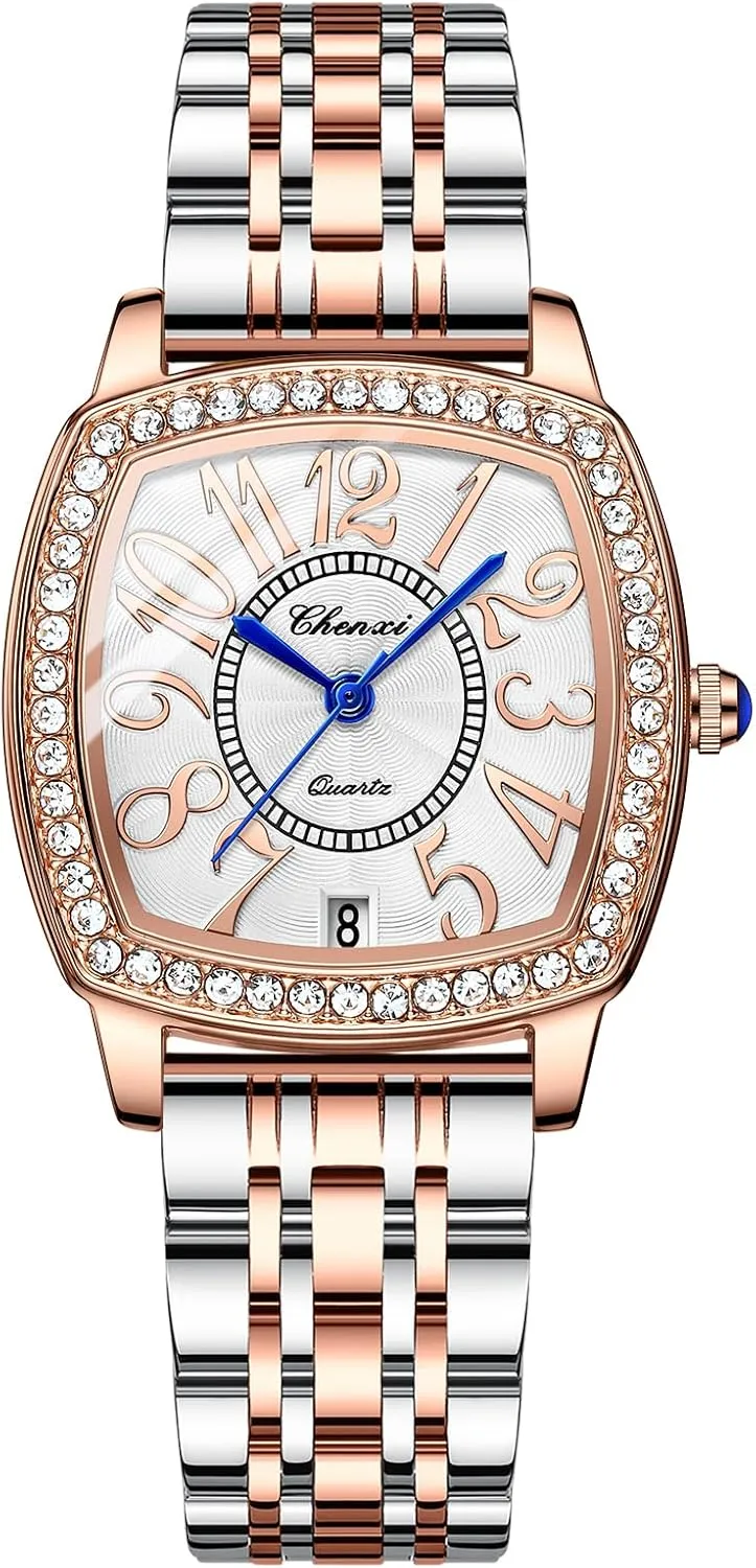 Luxury Women's Classic Crystal Diamond Bracelet Watch Elegant tell microbe Small Face Stainless Steel Waterproof Watch Business Dress Watch for Ladies (White) FANMIS 