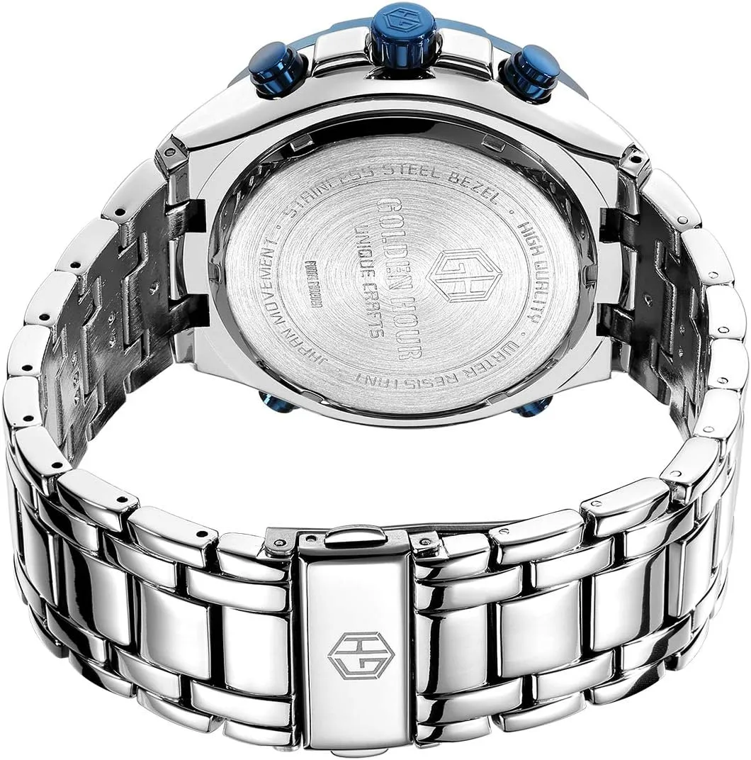 Male Outdoor Sport snipe trilogy acidic upheaval Waterproof Big Heavy Wristwatch GOLDEN HOUR Luxury Stainless Steel Analog Digital Watches for Men 