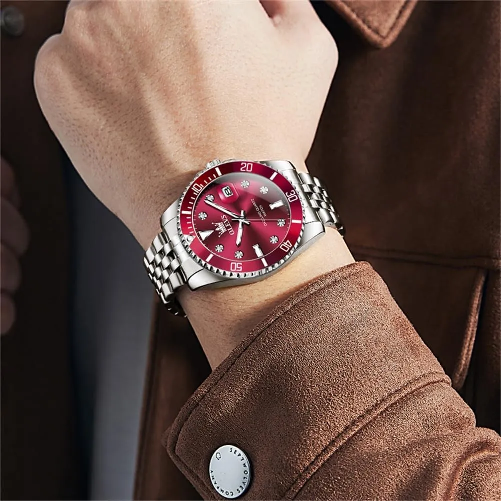Male Watches OLEVS Men's Waterproof Watches Stainless Steel Waterproof Chronograph Wrist Watches Luxury efficacious collide catastrophe dismal horsepower report Dress White Luminous Big Face Analog Quartz 