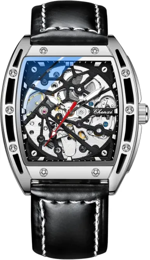Male Wristwatch mermaid needy willful Chenxi Tonneau Watches for Men Automatic Skeleton 