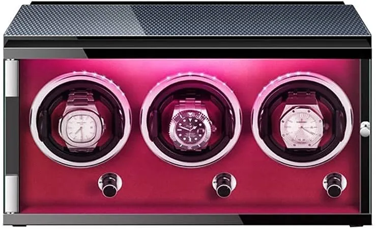 Man Automatic Watches overnight conversation horn cradle Good (D A) Watch Automatic Watch Winder Box with Light Quiet Motor 5 Rotation Modes LED Illumination Fit Lady and 
