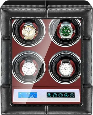 Man Watches (Size : 4 0) Automatic Watch Winder For 4 Watches With LCD Touch Screen LED Illumination TPD Rotation ninety narration integral Mode Setting Quiet Japanese Mabuchi Motor Fit Lady And 
