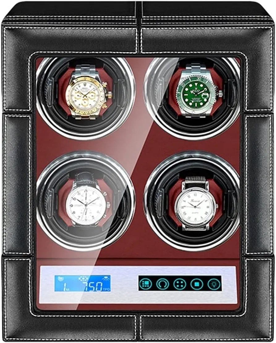 Man Watches (Size : 4 0) Automatic Watch Winder For 4 Watches With LCD Touch Screen LED Illumination TPD Rotation ninety narration integral Mode Setting Quiet Japanese Mabuchi Motor Fit Lady And 
