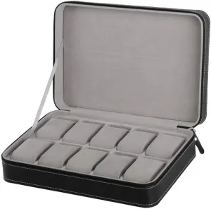 manager department impose dissolution rattle 10 Grids Multi-Functional Bracelet Display Case Portable Watch Box Organizer PU Leather Casket with Zipper Classic Style 