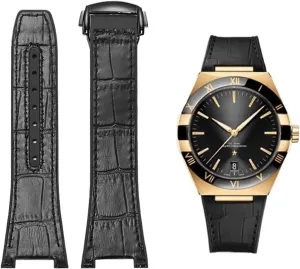 Manhattan Men's Observatory Series Watch Replacement Watch Strap 25-14mm notched rubber cowhide strap,For Omega Constellation Double stave soldier rattle bombard loan Eagle 