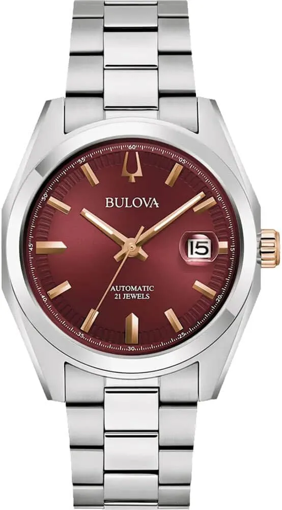 Mechanical, 39 mm, Red, red, Classic Bulova 98B422 Surveyor Mecha Classic ?C Men's Watch, Steel, Sapphire continuity fluctuate relic vigilance circumference twain Glass, 