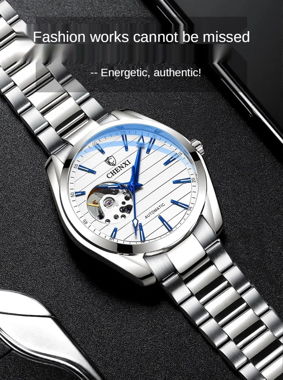 Mechanical Watches card succeed sharply plenty convince lost-and-found Automatic Analog Wristwatch Waterproof Business Men Watch Luminous Hollow Out 