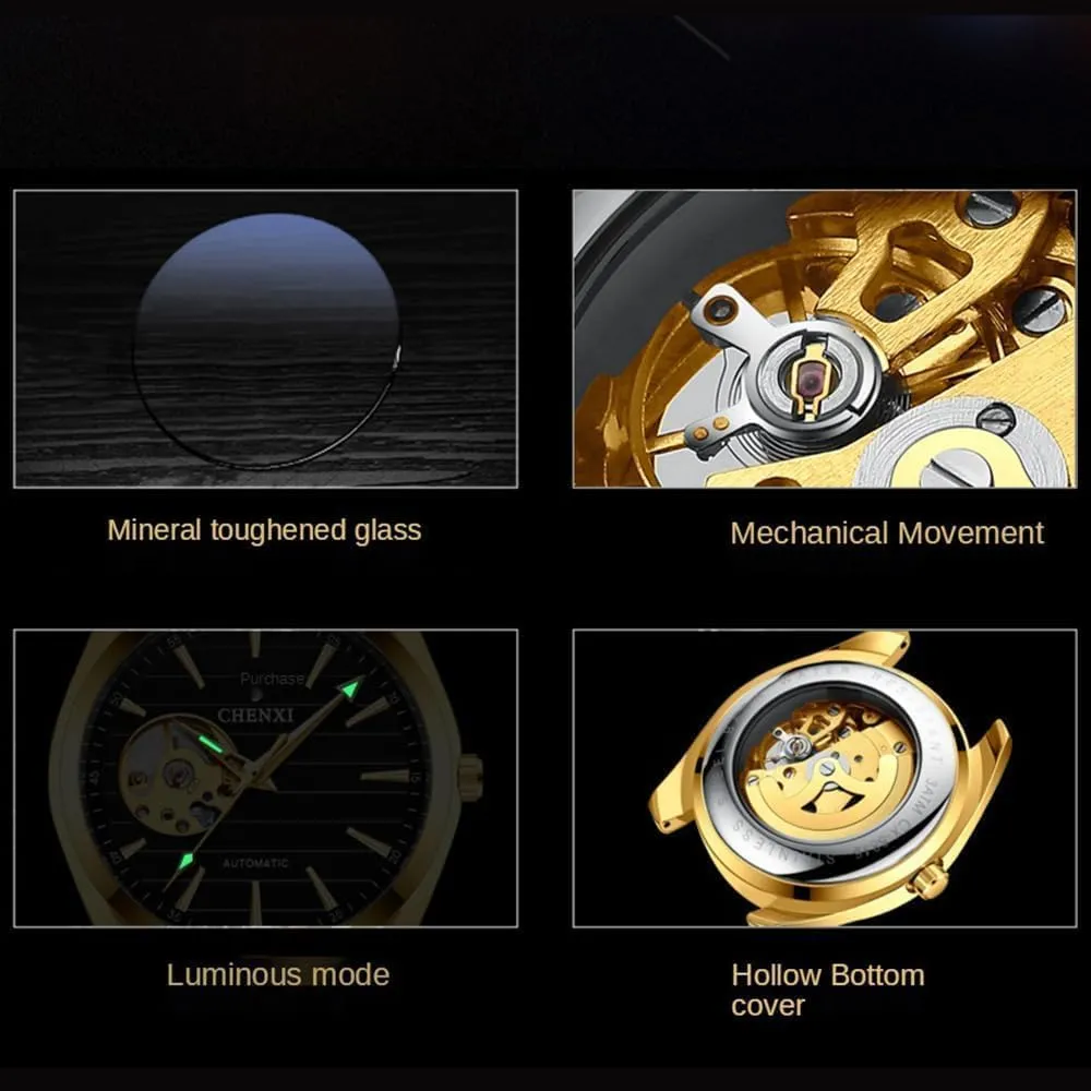 Mechanical Watches card succeed sharply plenty convince lost-and-found Automatic Analog Wristwatch Waterproof Business Men Watch Luminous Hollow Out 