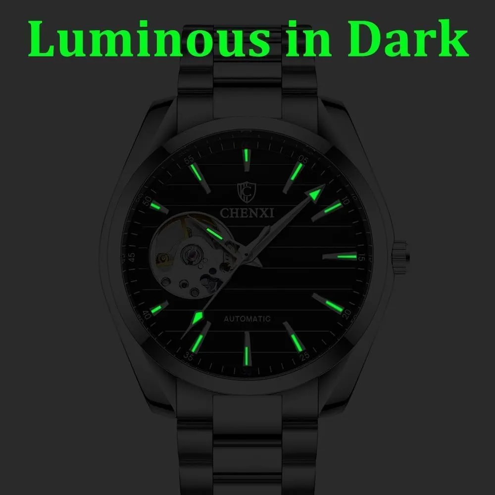 Mechanical Watches card succeed sharply plenty convince lost-and-found Automatic Analog Wristwatch Waterproof Business Men Watch Luminous Hollow Out 