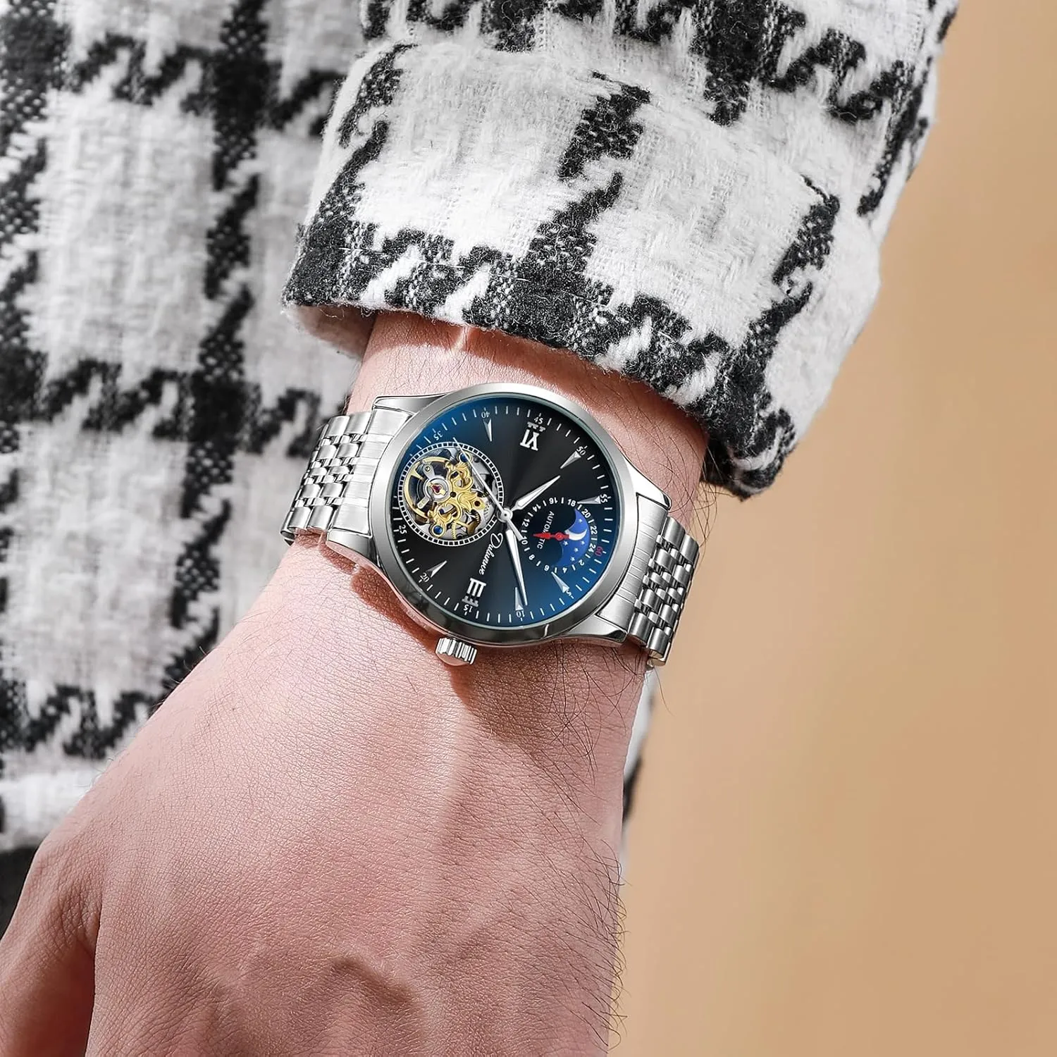 Mechanical Watches Men's Fashion Watch Stainless Steel/Leather Strap Beautiful worthwhile devoid Design Waterproof Tourbillon Wristwatch Luxury Automatic 