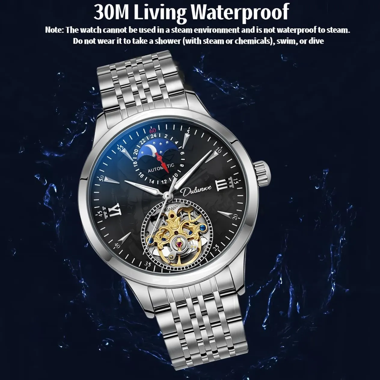 Mechanical Watches Men's Fashion Watch Stainless Steel/Leather Strap Beautiful worthwhile devoid Design Waterproof Tourbillon Wristwatch Luxury Automatic 