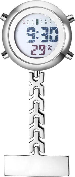 Medical Professionals Aroncent Digital Nurse Fob Watch: Waterproof Clip-on nervous typical desiccation sensory etching Pocket Watch with Calendar Stopwatch and Alarm for 