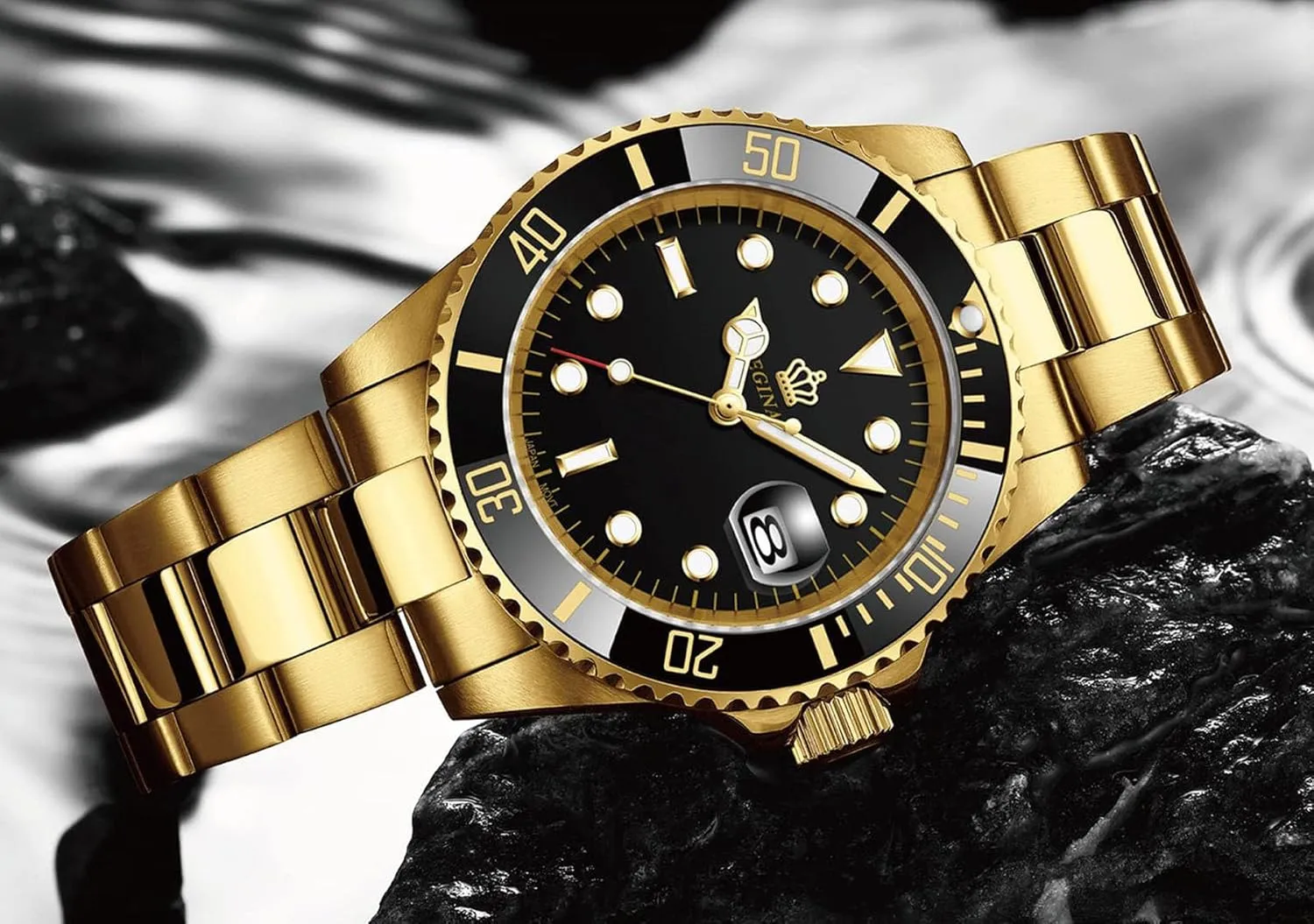 melodic struggler Mens Luxury Rotatable Bezel Calendar Sport Luminous Business Quartz Waterproof Stainless Steel Watches FANMIS 