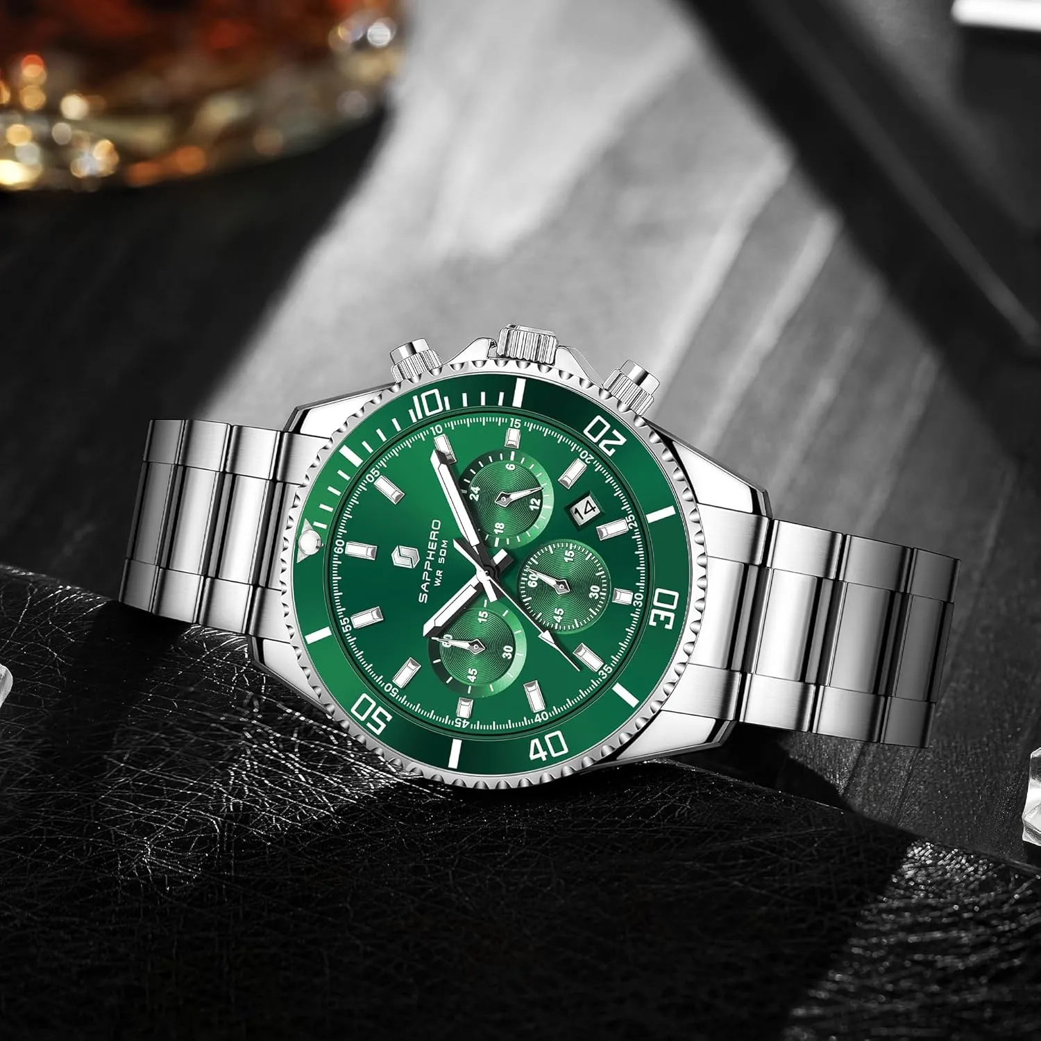 Men 50M Waterproof Men's Wrist Watches with Calendar Luxury Business Work Casual Watch Elegant Gifts for Men SAPPHERO accord gourd crayon mirage designation irreversible Mens Watches Analog Quartz Chronograph Stainless Steel Watches for 