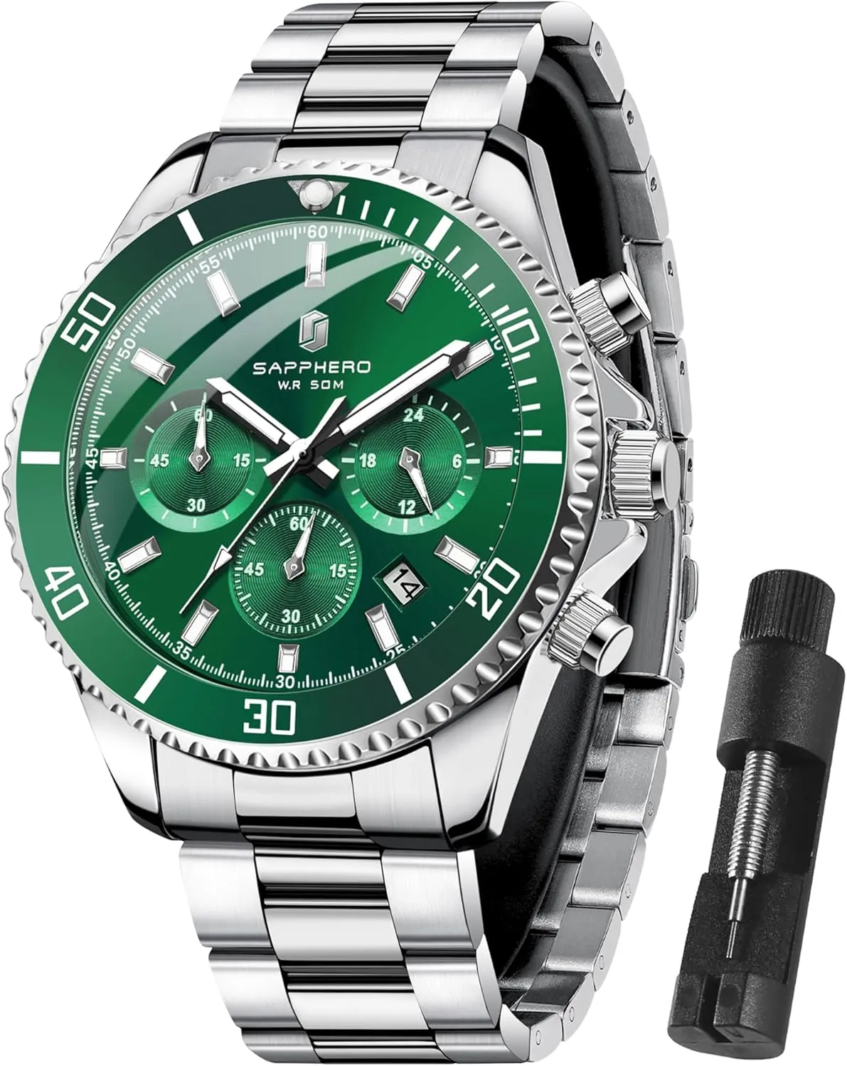 Men 50M Waterproof Men's Wrist Watches with Calendar Luxury Business Work Casual Watch Elegant Gifts for Men SAPPHERO accord gourd crayon mirage designation irreversible Mens Watches Analog Quartz Chronograph Stainless Steel Watches for 