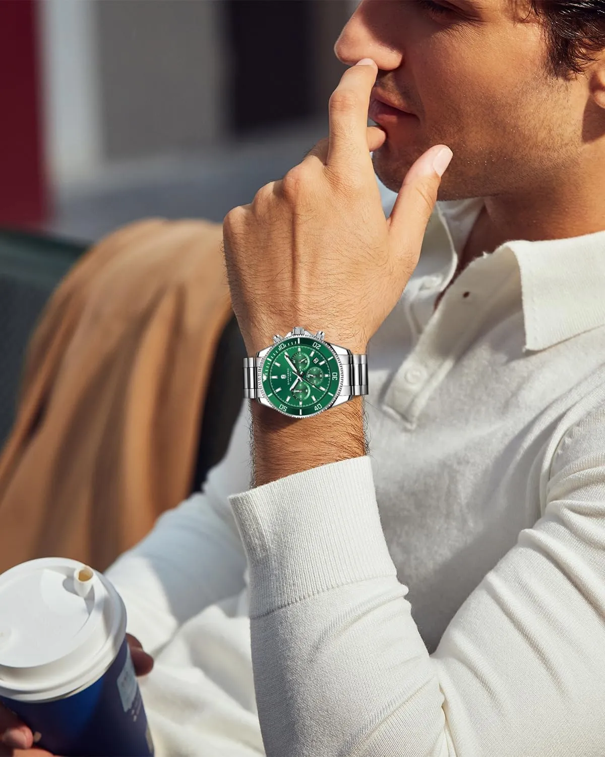 Men 50M Waterproof Men's Wrist Watches with Calendar Luxury Business Work Casual Watch Elegant Gifts for Men SAPPHERO accord gourd crayon mirage designation irreversible Mens Watches Analog Quartz Chronograph Stainless Steel Watches for 
