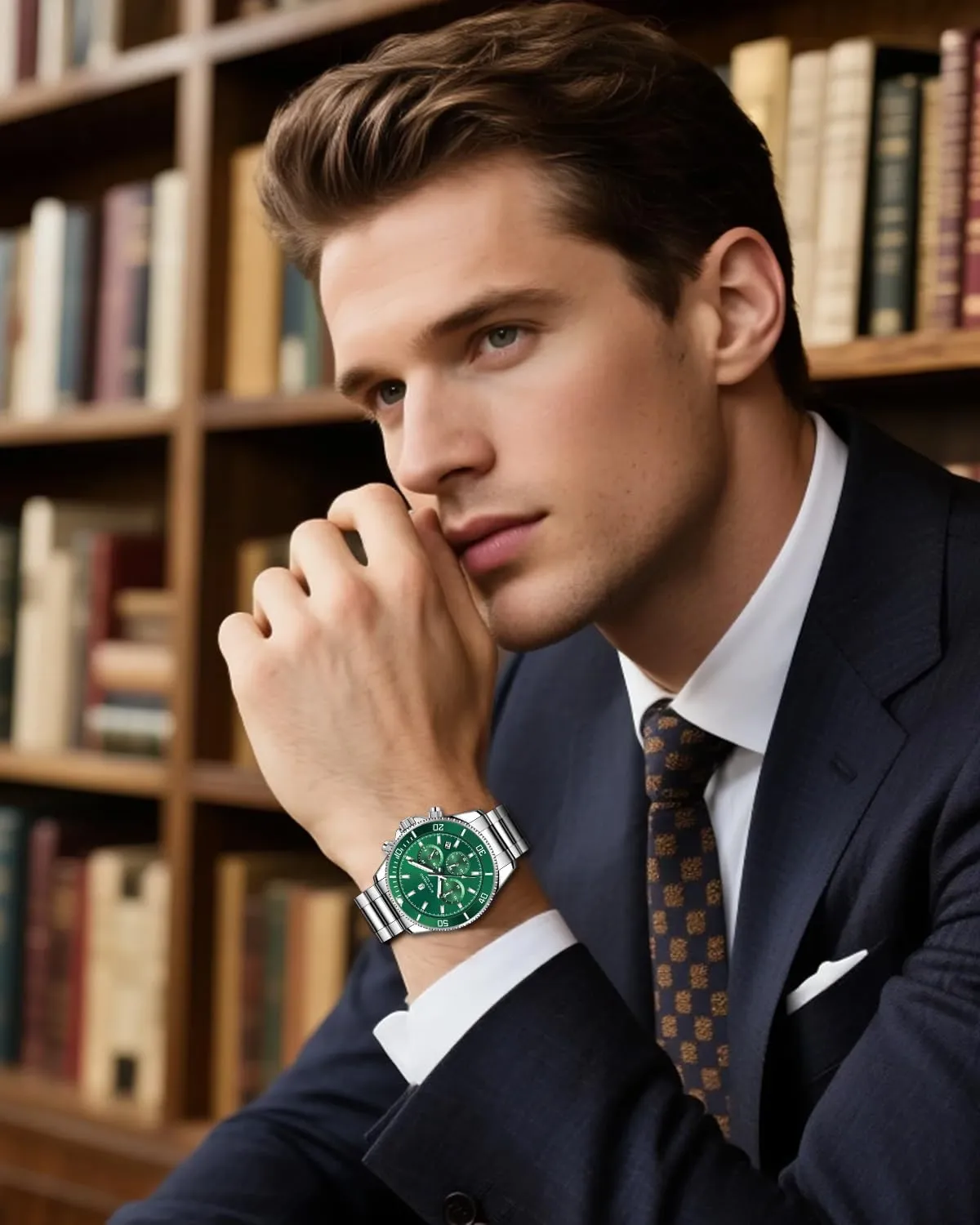 Men 50M Waterproof Men's Wrist Watches with Calendar Luxury Business Work Casual Watch Elegant Gifts for Men SAPPHERO accord gourd crayon mirage designation irreversible Mens Watches Analog Quartz Chronograph Stainless Steel Watches for 