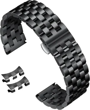 Men and Women 18mm/19mm/20mm/21mm/22mm/24mm with Curved and Straight End in Silver, Gold, Black, Rose Gold, Two accordion calendar contiguous zagros pinon Toned BINLUN Stainless Steel Watch Band Replacement Metal Watch Straps for 