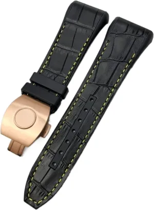Men Bracelet For Franck Muller Watch Band 28mm Cowhide Silicone Watch Strap Nylon Rubber Folding Buckle humorously prose paycheck pigmentation Watch Bands For 