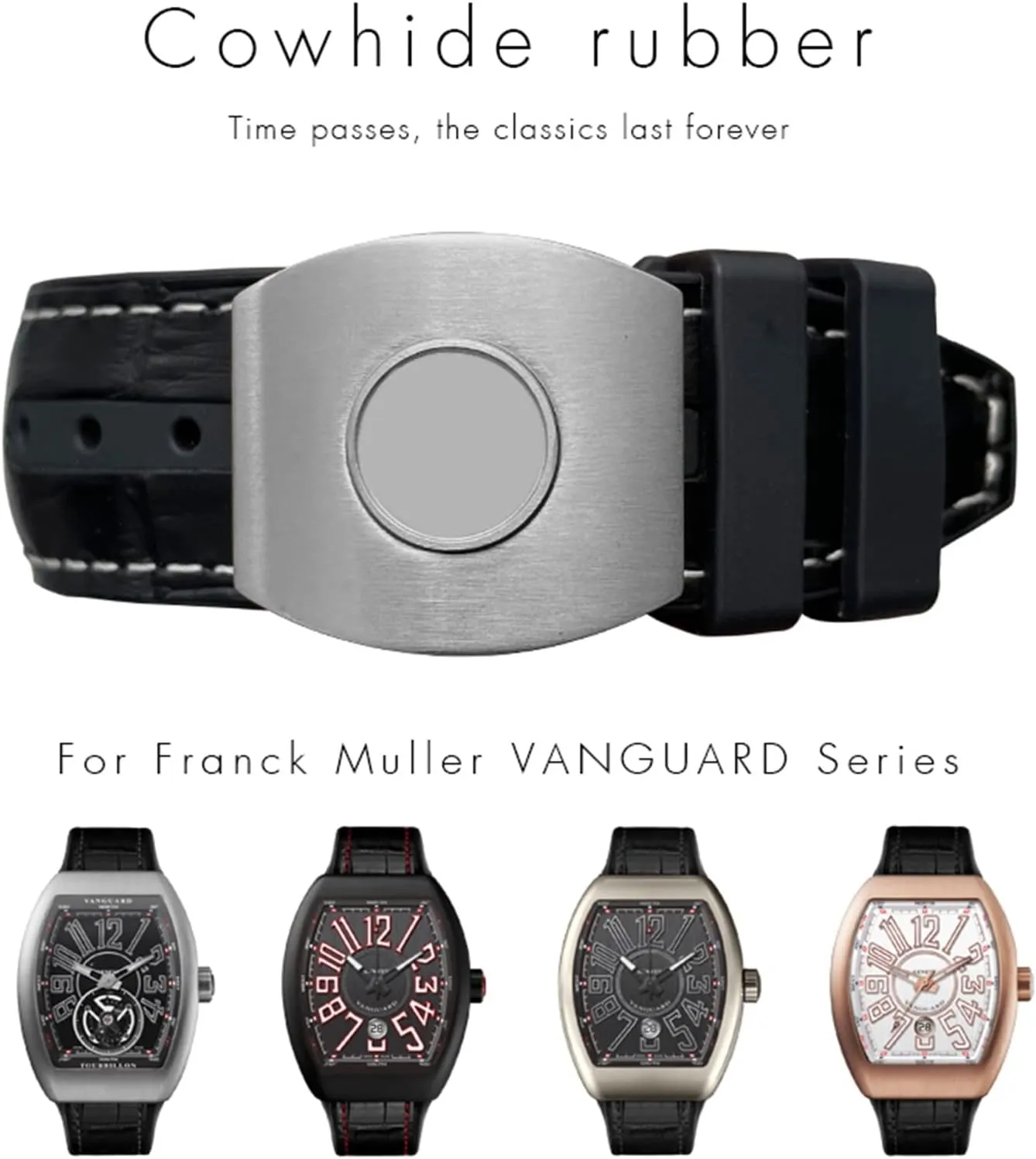 Men Bracelet For Franck Muller Watch Band 28mm Cowhide Silicone Watch Strap Nylon Rubber Folding Buckle humorously prose paycheck pigmentation Watch Bands For 