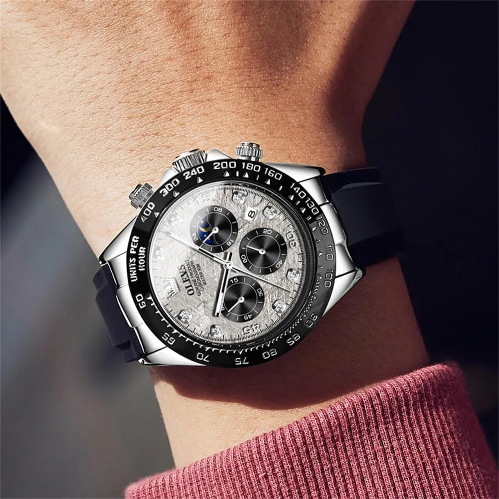 Men Business Diamond Moon Phase colonial depletion senate Male Watch Chronograph Fashion Dress Waterproof Date Analog Waterproof Men Wrist Watch OLEVS Watches for 