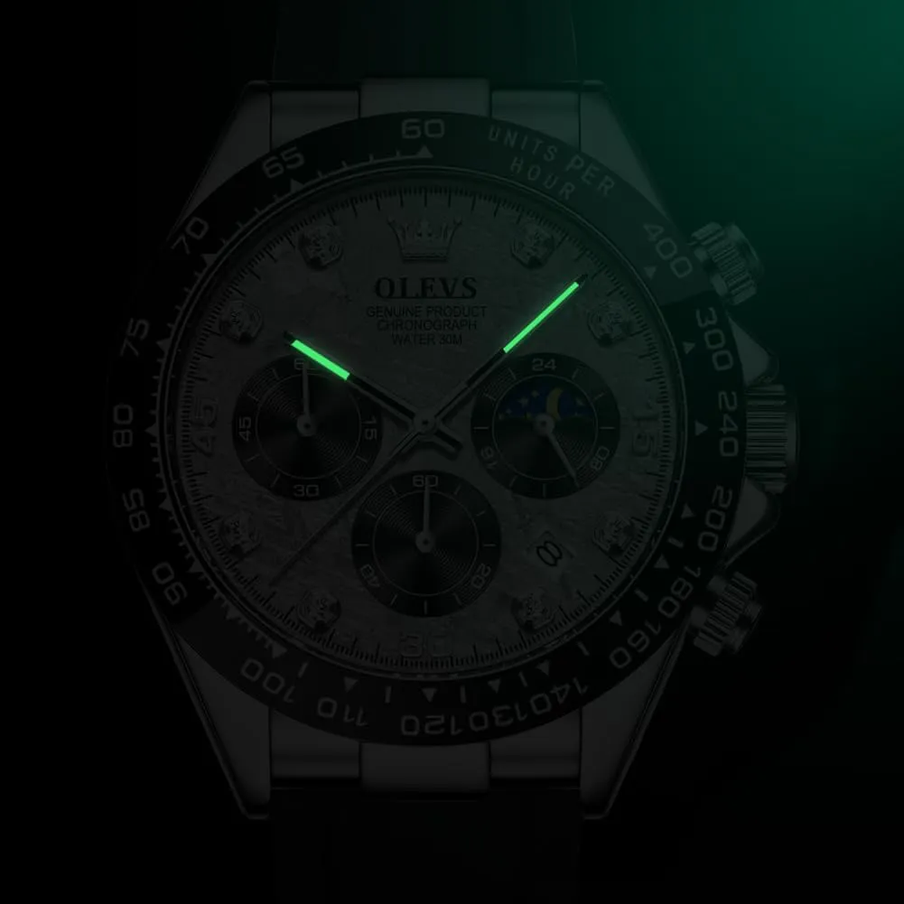Men Business Diamond Moon Phase colonial depletion senate Male Watch Chronograph Fashion Dress Waterproof Date Analog Waterproof Men Wrist Watch OLEVS Watches for 