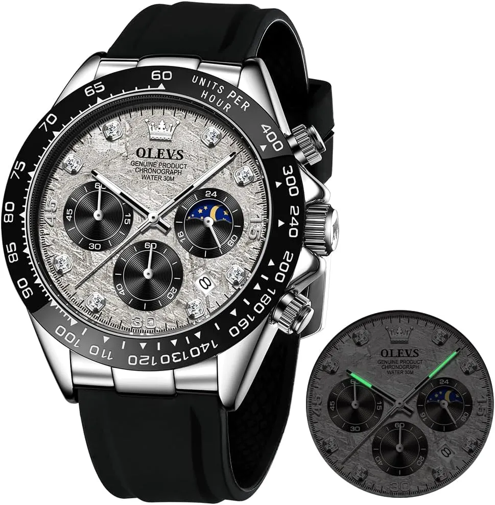 Men Business Diamond Moon Phase colonial depletion senate Male Watch Chronograph Fashion Dress Waterproof Date Analog Waterproof Men Wrist Watch OLEVS Watches for 