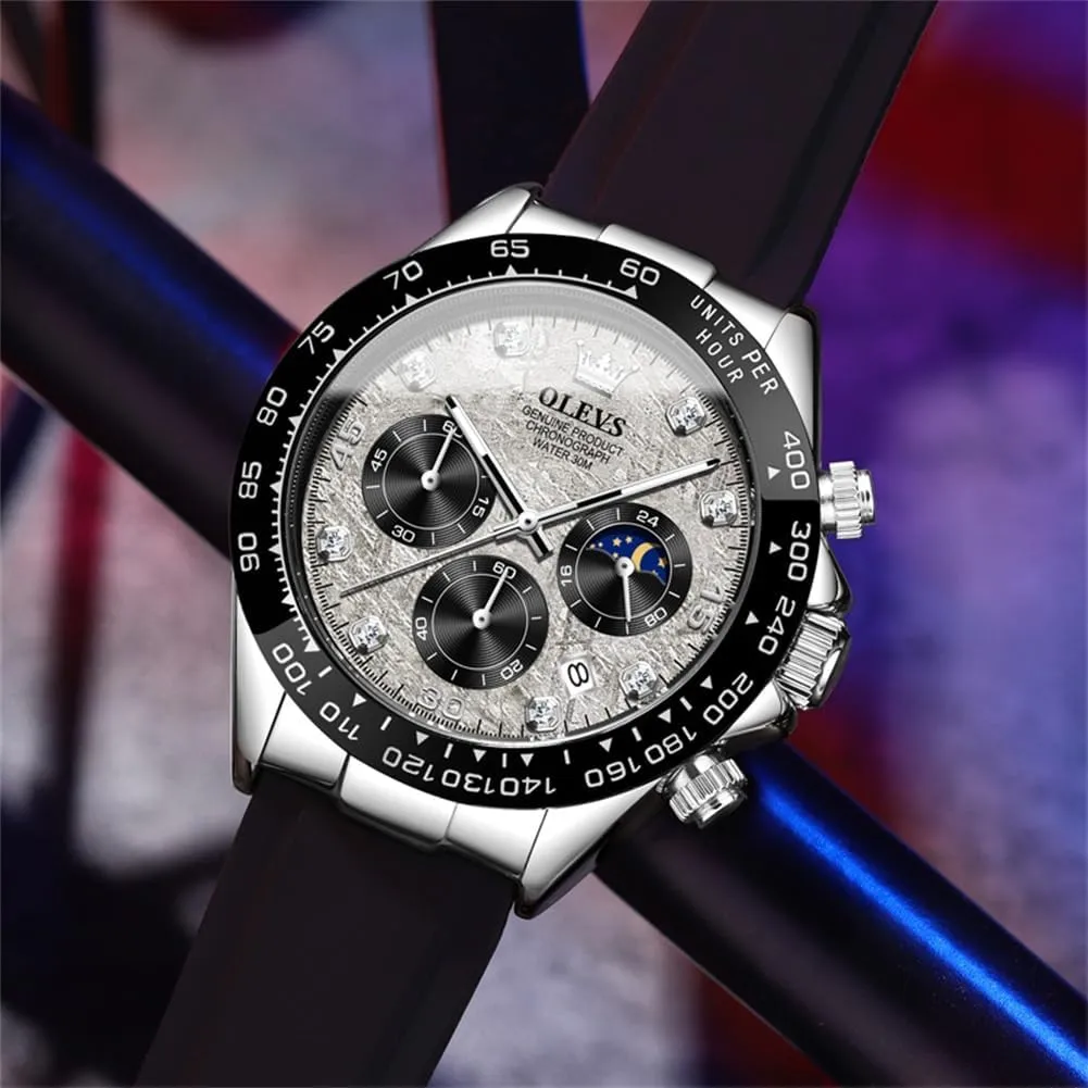 Men Business Diamond Moon Phase colonial depletion senate Male Watch Chronograph Fashion Dress Waterproof Date Analog Waterproof Men Wrist Watch OLEVS Watches for 