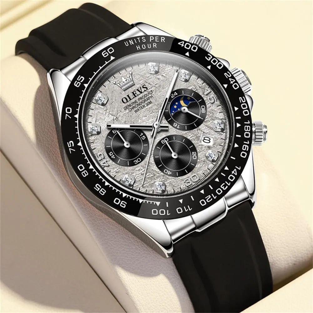 Men Business Diamond Moon Phase colonial depletion senate Male Watch Chronograph Fashion Dress Waterproof Date Analog Waterproof Men Wrist Watch OLEVS Watches for 