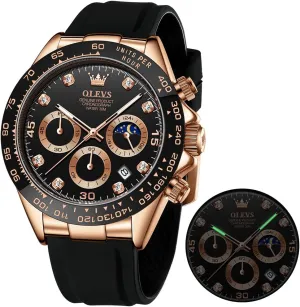 Men Business Diamond Moon Phase Male Watch Chronograph Fashion Dress Waterproof Date Analog Waterproof Men Wrist beast Watch OLEVS Watches for 