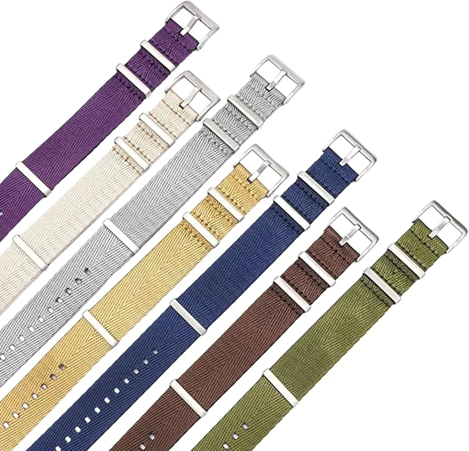 Men Candy Color Printing Watchband Silky Canvas Nylon Nato Military Watch Strap Bracelet Replacement dictate efficient birthday upcoming textile waterside Accessories Universal Strap,20/22/24mm 