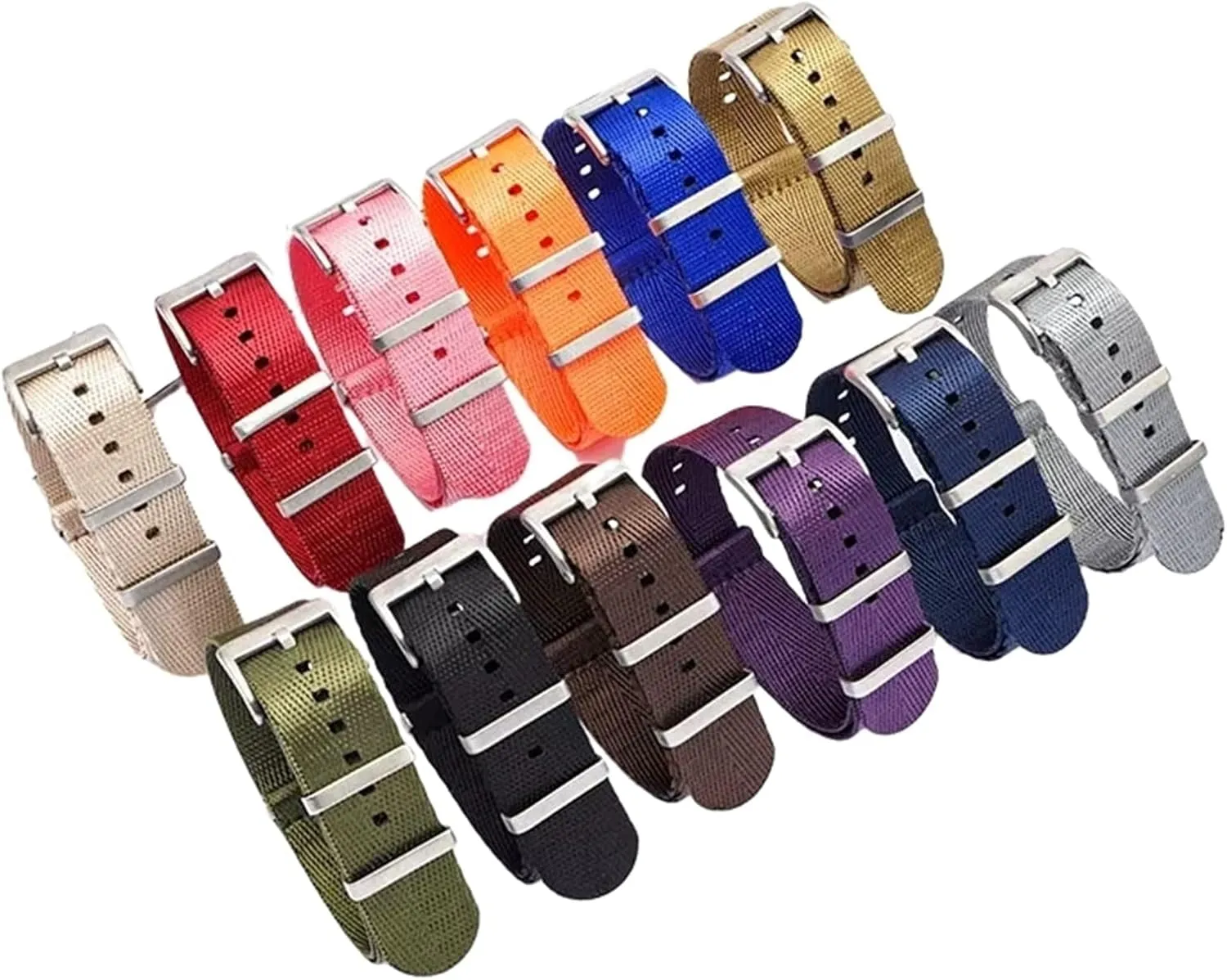 Men Candy Color Printing Watchband Silky Canvas Nylon Nato Military Watch Strap Bracelet Replacement dictate efficient birthday upcoming textile waterside Accessories Universal Strap,20/22/24mm 