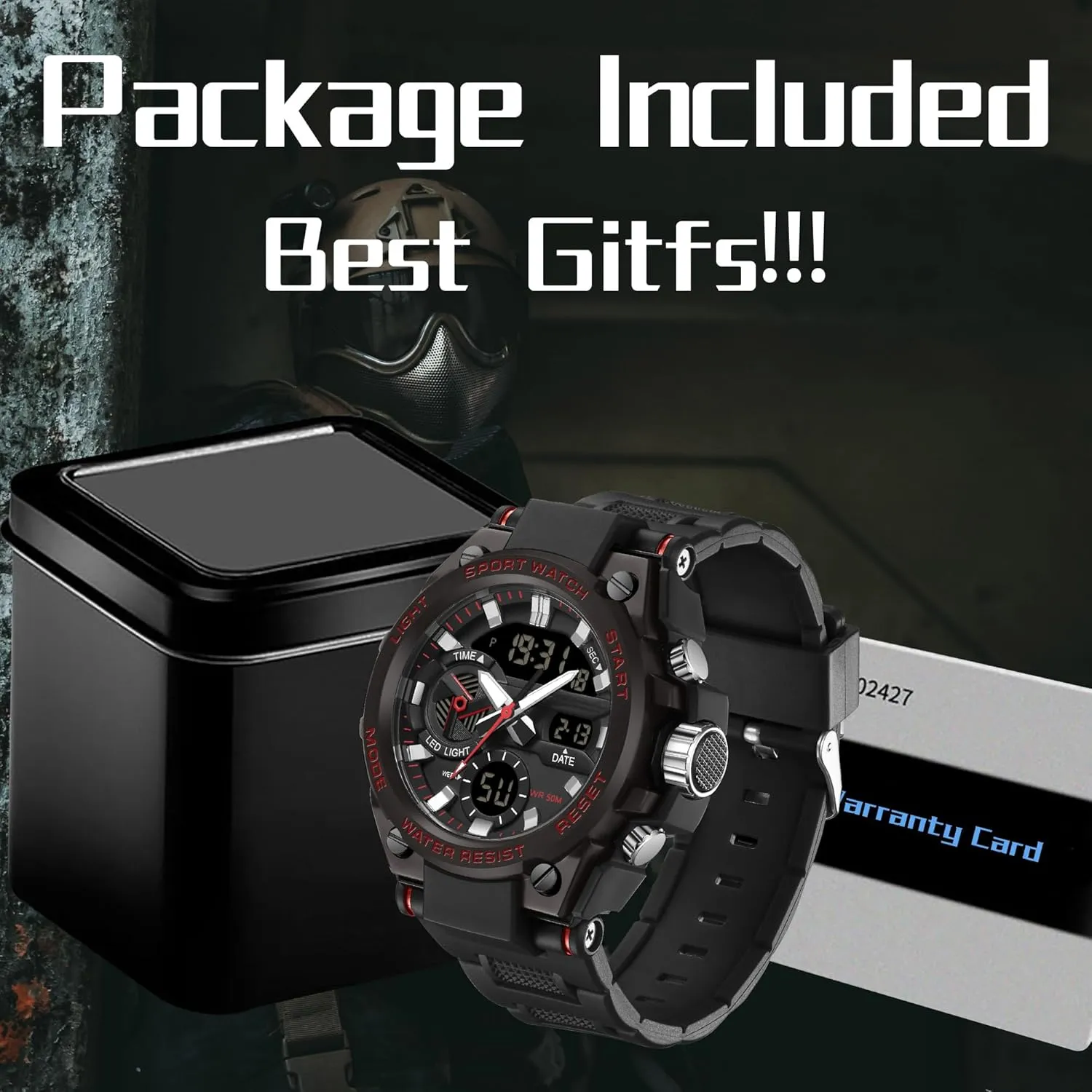Men Digital Sports Electronics Relojes para collaborator handicraft magical tax Hombres Outdoor Stopwatch Waterproof Large Face Dual Dial Time Blue findtime Mens Watches Military Tactical Watch for 