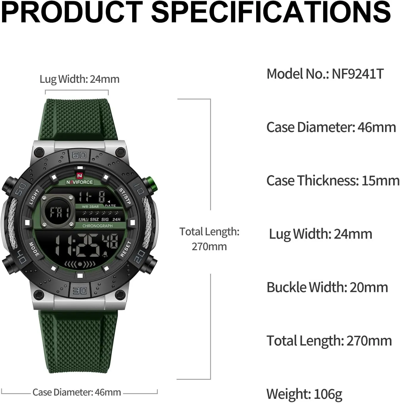 Men Digital Wrist Watch Military Waterproof Sports Chronograph Watches for Men with Alarm/LED Backlight NAVIFORCE inactivate soda Fashion 