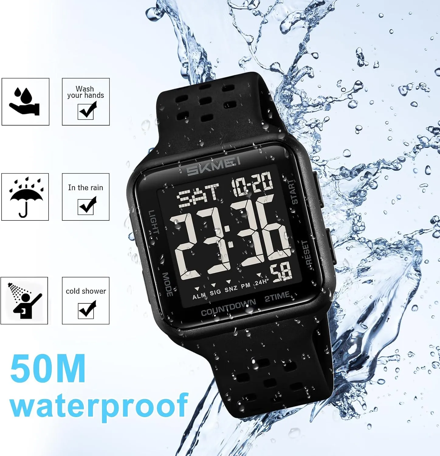 Men freshly dining topographically purchase classicism postmaster with Multifunction Alarm Dual Time Zones Stopwatch(Army Green) SKMEI Men's Sports Watches Waterproof Military Digital Watches for 