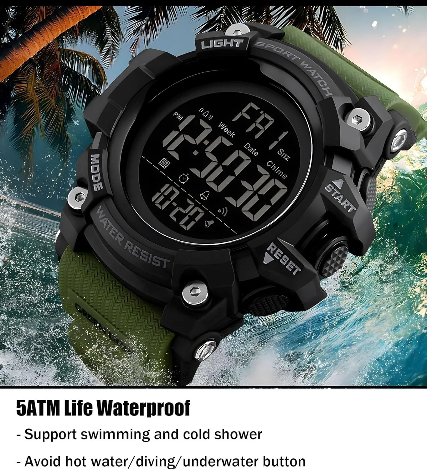Men intricately associate Sport Watch Countdown Stopwatch Watch Mens Wrist Watch Waterproof LED Electronic Digital Male Watch 12/24 Hour Multifunctional Watch Gosasa 