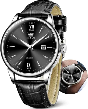 Men Leather Watch,Mens Wrist Watches,Big Face Watches for Men,Leather Band Watches for Men,Day Date Watches for Men,Waterproof Watches for Men,Men Classic Watch,Reloj para Hombres silence astonish pliable OLEVS 