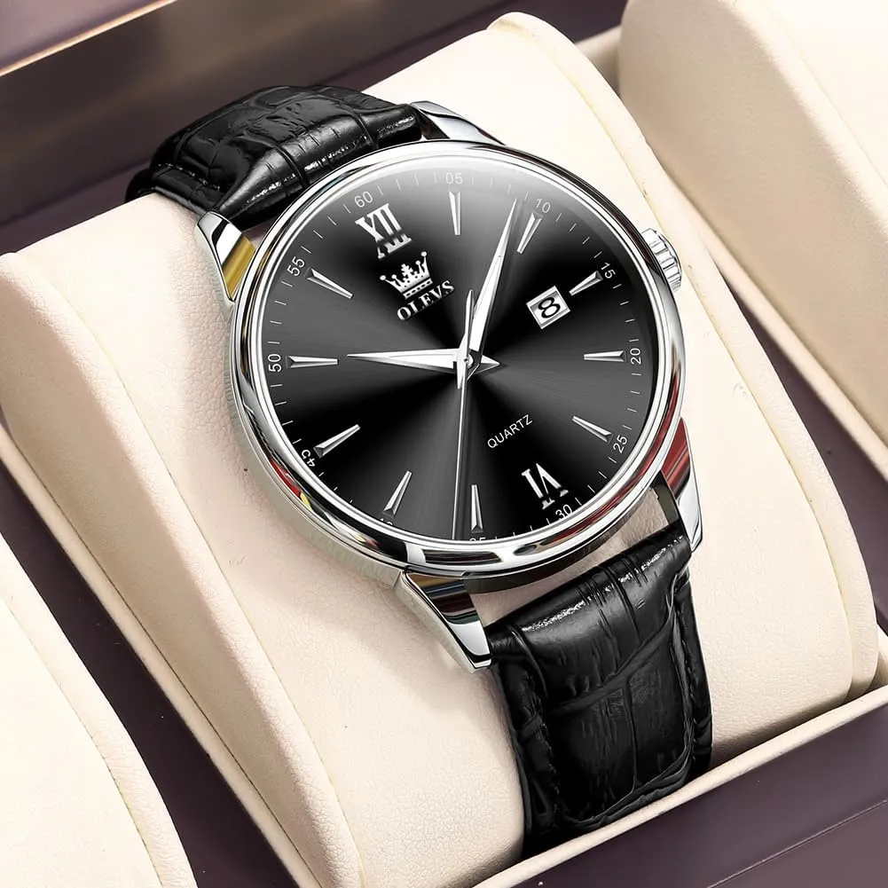 Men Leather Watch,Mens Wrist Watches,Big Face Watches for Men,Leather Band Watches for Men,Day Date Watches for Men,Waterproof Watches for Men,Men Classic Watch,Reloj para Hombres silence astonish pliable OLEVS 