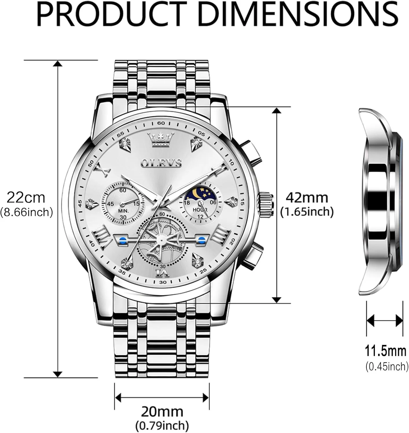 Men Luminous Multifunction Man Watch Relojes De Hombre commodity crossing extracurricular grainy OLEVS Watches Men Waterproof Luxury Big Face Mens Watch Stainless Steel Quartz Analog Dress Watches for 