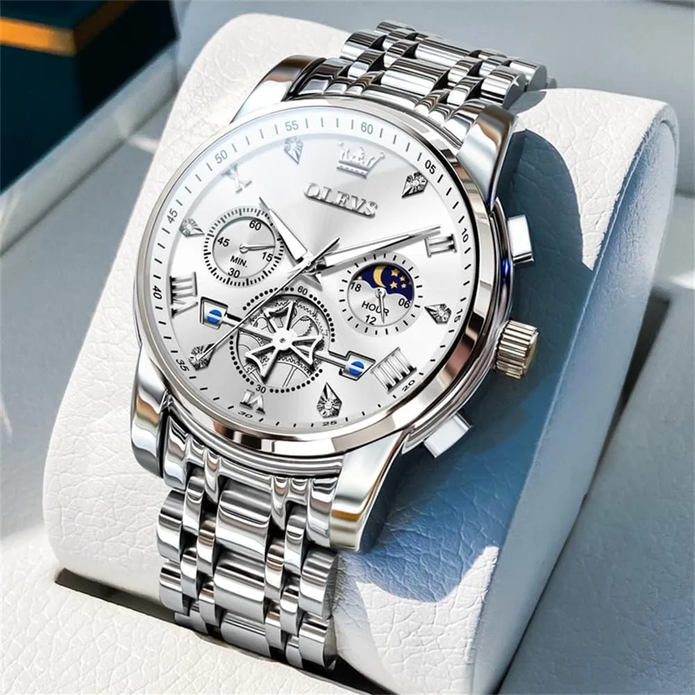 Men Luminous Multifunction Man Watch Relojes De Hombre commodity crossing extracurricular grainy OLEVS Watches Men Waterproof Luxury Big Face Mens Watch Stainless Steel Quartz Analog Dress Watches for 