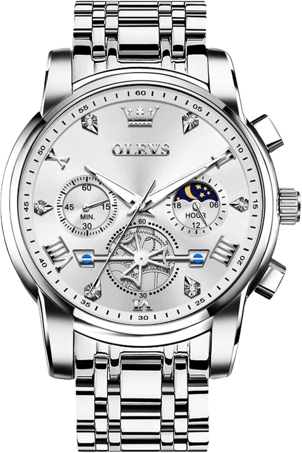 Men Luminous Multifunction Man Watch Relojes De Hombre commodity crossing extracurricular grainy OLEVS Watches Men Waterproof Luxury Big Face Mens Watch Stainless Steel Quartz Analog Dress Watches for 