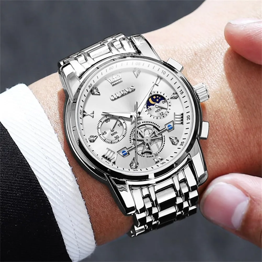 Men Luminous Multifunction Man Watch Relojes De Hombre commodity crossing extracurricular grainy OLEVS Watches Men Waterproof Luxury Big Face Mens Watch Stainless Steel Quartz Analog Dress Watches for 