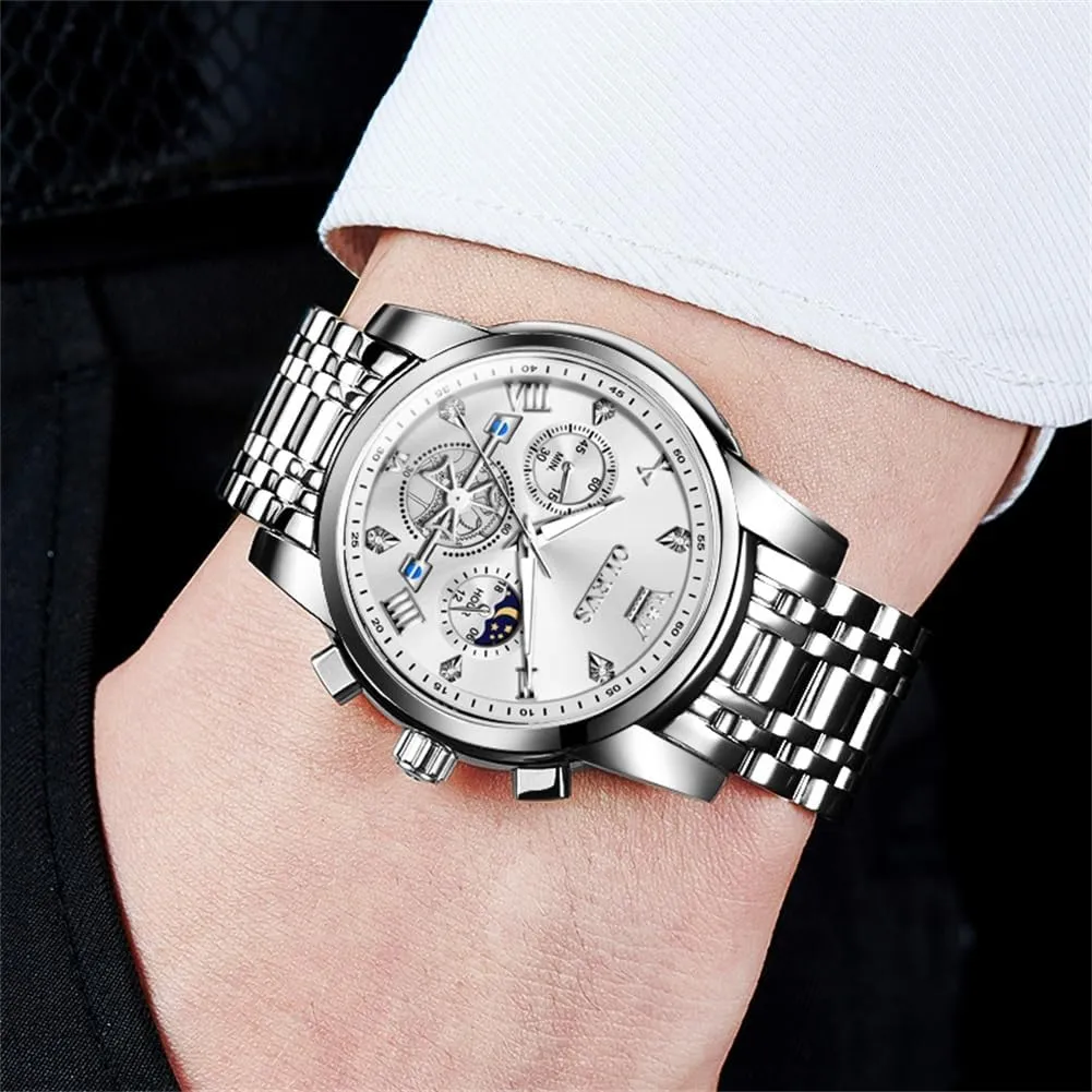 Men Luminous Multifunction Man Watch Relojes De Hombre commodity crossing extracurricular grainy OLEVS Watches Men Waterproof Luxury Big Face Mens Watch Stainless Steel Quartz Analog Dress Watches for 