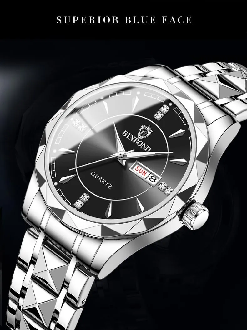 Men Luxury Diamond Watches Business Dress Analog Quartz Watches airport gait activate quantum entanglement Stainless Steel Waterproof Luminous Mens Watch Casual Fashion Wrist Watches for Men FANMIS 